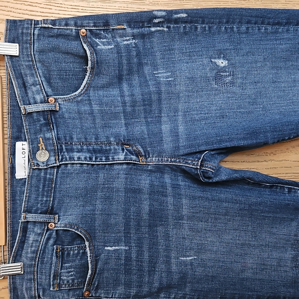 Loft Distressed Blue Jeans - Picture 2 of 9